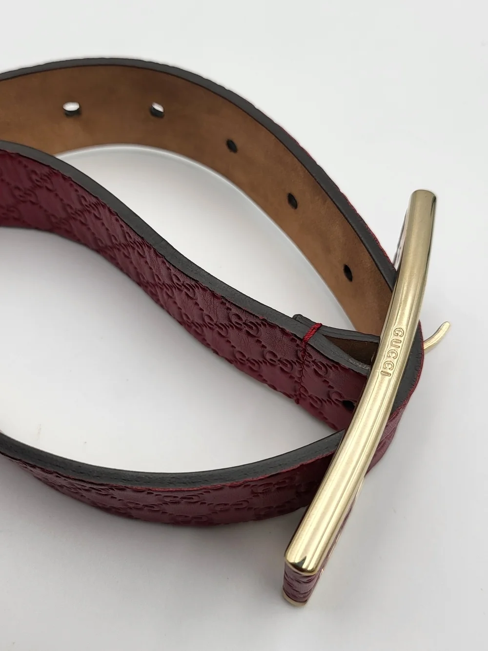 Gucci Soft Microguccissima Margaux Calfskin 85-34 Belt Rosso..Authentic..